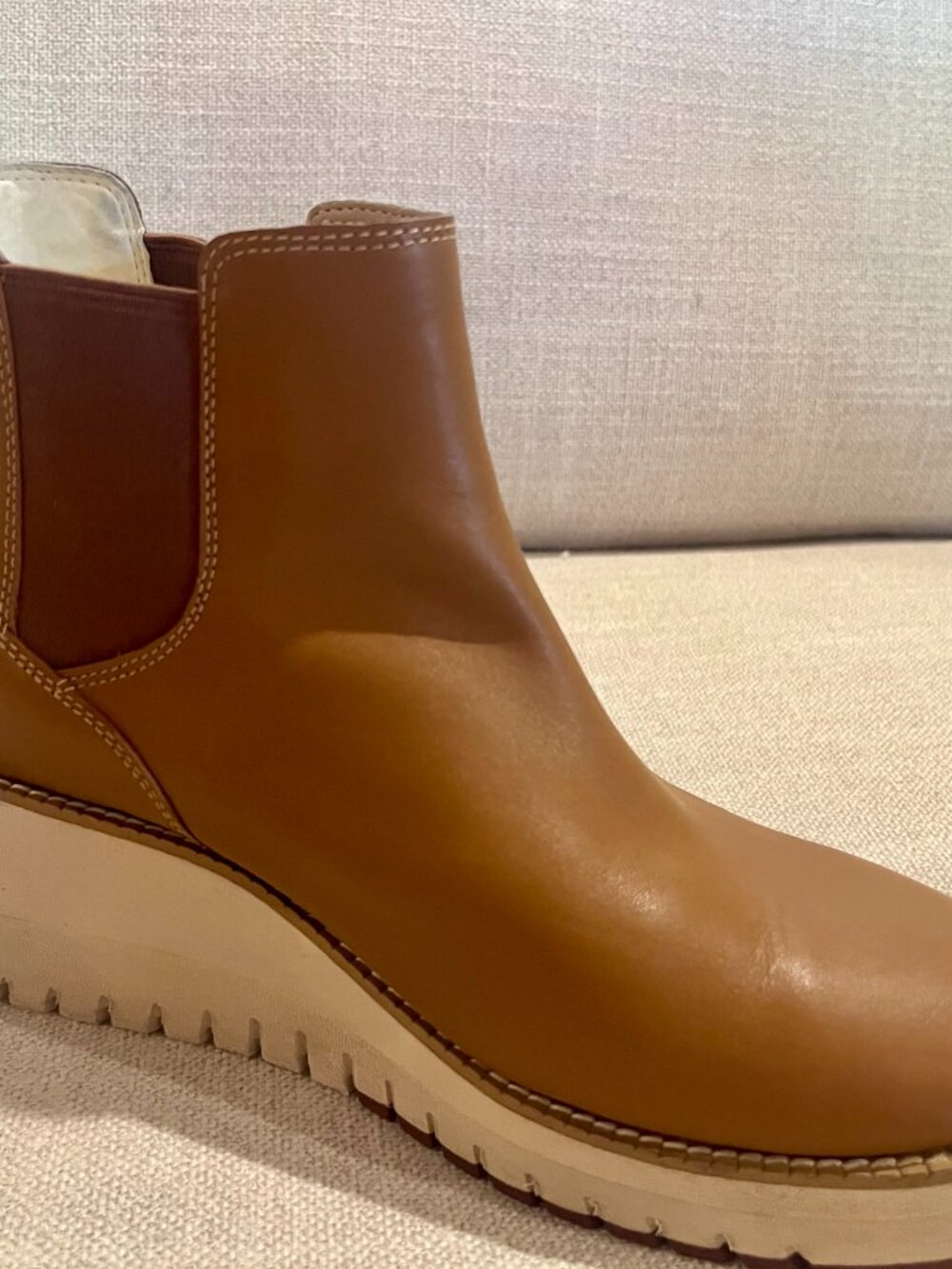 Cole Haan ZeroGrand City Wedge Chelsea Boot Tan Leather Ankle Bootie - Picture 9 of 14